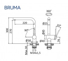 MONOMANDO COCINA INOX BRUMA